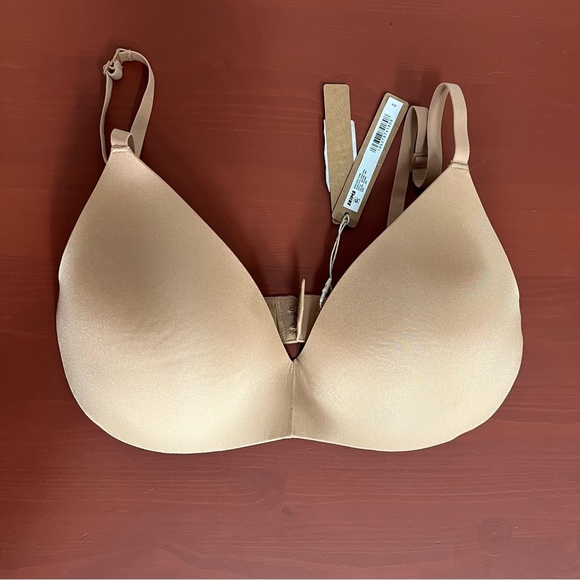 SKIMS NWT Wireless Form Push-Up Plunge Bra Ochre Nude Size 34D Adjustable - Picture 5 of 16